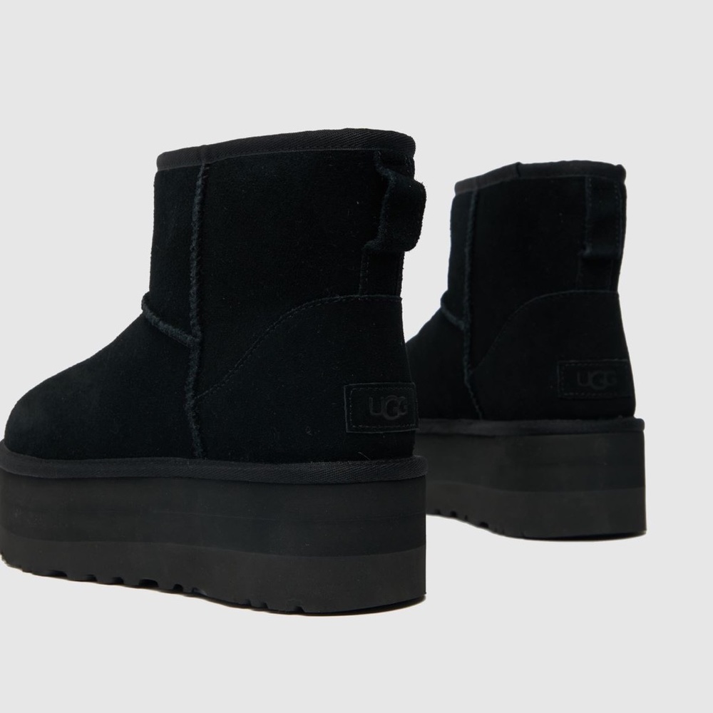 UGG Black Suede Classic Mini Platform Boots NIB - Picture 3 of 9